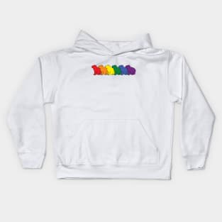 Row of Pride Flag Colored Capybaras Kids Hoodie